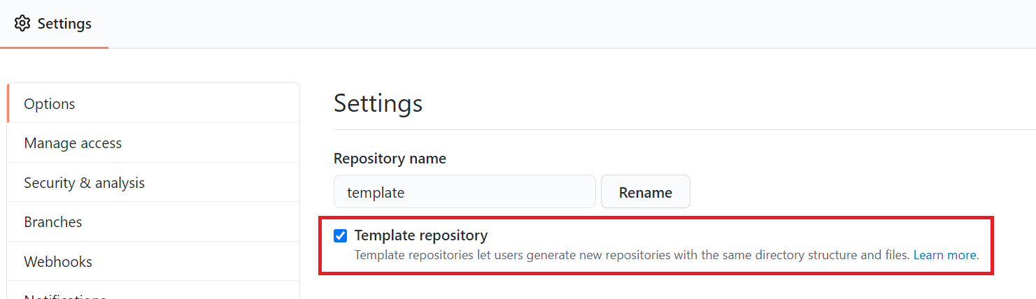 Setup the repository to be a template